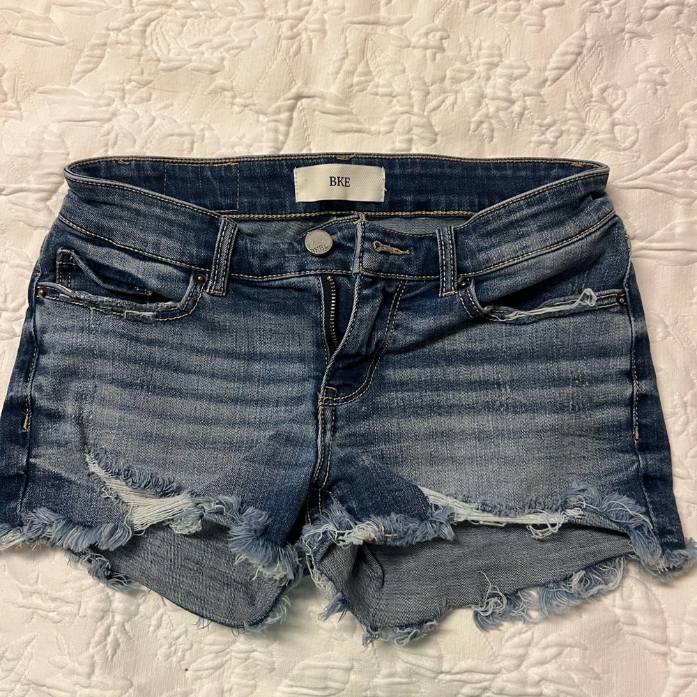 BKE Blue Jean Shorts with Distressed Hem
